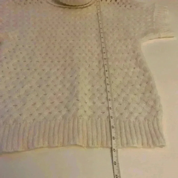 SISLEY Italy Vintage White Cable-Knit Mohair Blend Cowl Neck Sweater Size Medium - Picture 8 of 10